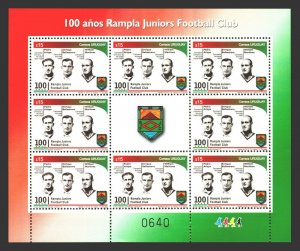 SOCCER URUGUAY FOOTBOLLER LEGENDS & clubs MNH sheetlet collection lot cv$130 