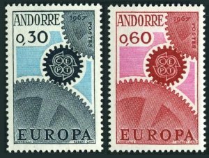 Andorra Fr 174-175,MNH.Michel 199-200. EUROPE CEPT-1967,Cogwheels.