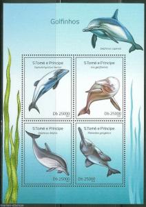 SAO TOME  2014 DOLPHINS  SHEET MINT NH