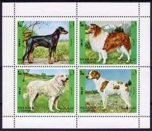 Sharjah 1972 Mi#1292/1295 DOGS Sheetlet (4) perforated MNH