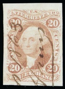R41a, Used Superb 20¢ Revenue Imperforate Stamp A GEM - Stuart Katz