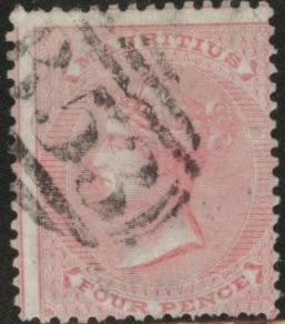 MAURITIUS Scott 35 Queen Victoria 1863 CC wmk CV$4.25