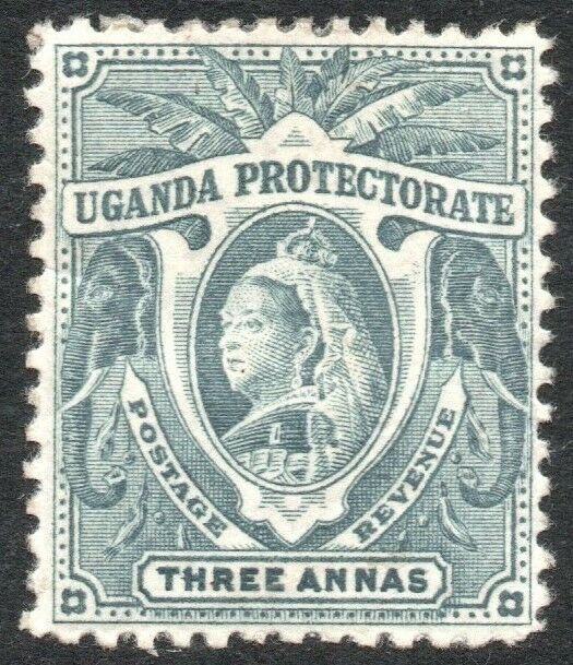 UGANDA-1898-1902 3a Bluish Grey Sg 87a AVERAGE MOUNTED MINT V41897