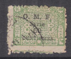 SYRIA, 1921 Damascus on Arab Kingdom, 50c. on 2/10th.Pi. Green, used.