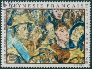 French Polynesia 1971 Sc#C82,SG151 100f Face in a Crowd painting FU