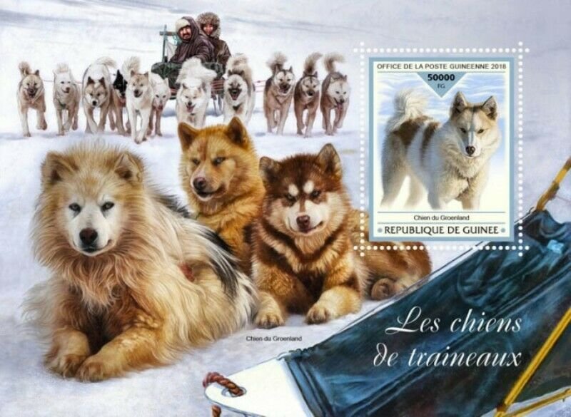 Guinea - 2018 Sledge Dogs - Stamp Souvenir Sheet - GU18417b