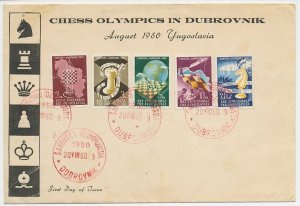 Cover / Postmark Yugoslavia 1950 Chess Olympics Dubrovnik