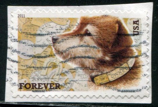 4547 US (44c) Owney the Postal Dog SA, used on paper