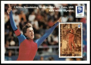 Tanzania 1993 - Winter Olympics, Eric Flaim - Souvenir Sheet - Scott 1032 - MNH