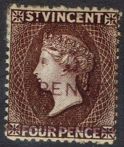 ST VINCENT 1892 QV 5 PENCE ON 4D