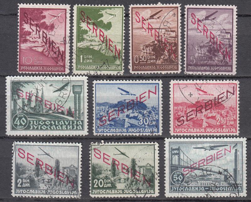 Serbia - German occupation - 1941 overprinted set Sc# 2NC1/2NC10 (7053)