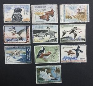 MOMEN: US #RW29-29,31-32,34-37 SIGNED $114 LOT #1026