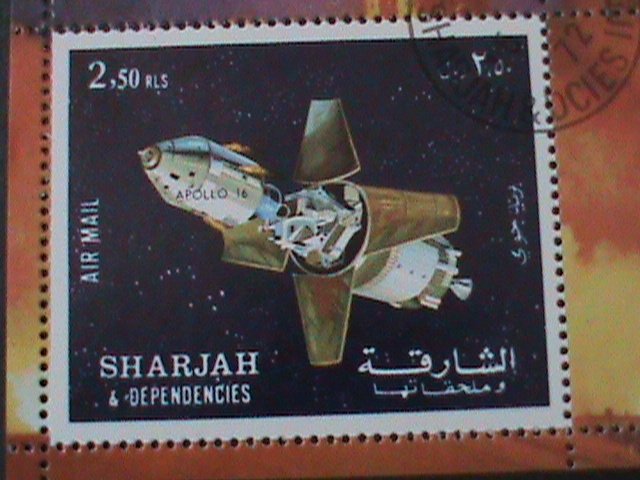 ​SAHARA-1972- APOLLO 16TH MISSION TO THE MOON FANCY CANCEL S/S VERY FINE