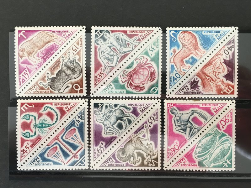 1972 Mali Zodiac Signs Triangle stamps Sc# 183-94 MNH