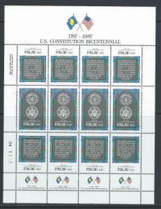 Palau 157a-63a MNH Bi Centennial full sheet, 2014 CV $21.20+