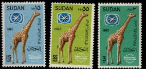 SUDAN Scott 197-199 MNH** 1967 Giraffe stamp set