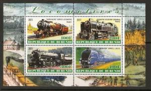 BURUNDI 2011 LOCOMOTIVES(3) MNH