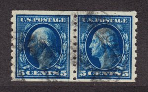 US 396 5c Washington Used Pair VF SCV $190