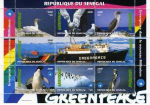 Senegal 2000 GREENPEACE SHIPS PENGUINS Sheet Perforated Mint (NH)