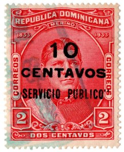 (I.B) Dominican Republic Revenue : Public Service 10c on 2c OP