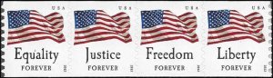 U.S.#4632a Flag Issue FE 45c Coil Strip of 4, MNH. (Perf 8.5) Tagged