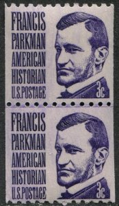 1297 3c Francis Parkman Coil Line Pair Mint NH OG