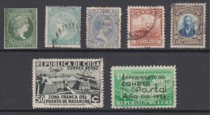 Cuba Sc 2/C50 used. 1855-1939 issues, 7 different early singles, sound group.