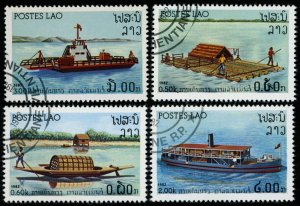 LAOS Sc 393-94, 396-97 VF/USED - 1982 River Ships & Vessels - Partial Set