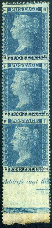 SG45 1861 2d Blue Plate 9 (PF, SF, TF) Full Marginal Mounted Mint