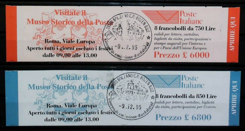 1995 Italia Museo Poste Italiane 2 Libretti MNH** Annullo FDC al Verso 14806