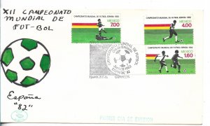 MEXICO 1982 FIRST DAY COVER WORLD SOCCER CUP SPAIN 82 FOOTBALL SET ON FDC GREEN