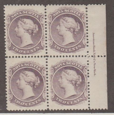 Nova Scotia Scott #9 Stamps - Mint NH/H Block of 4