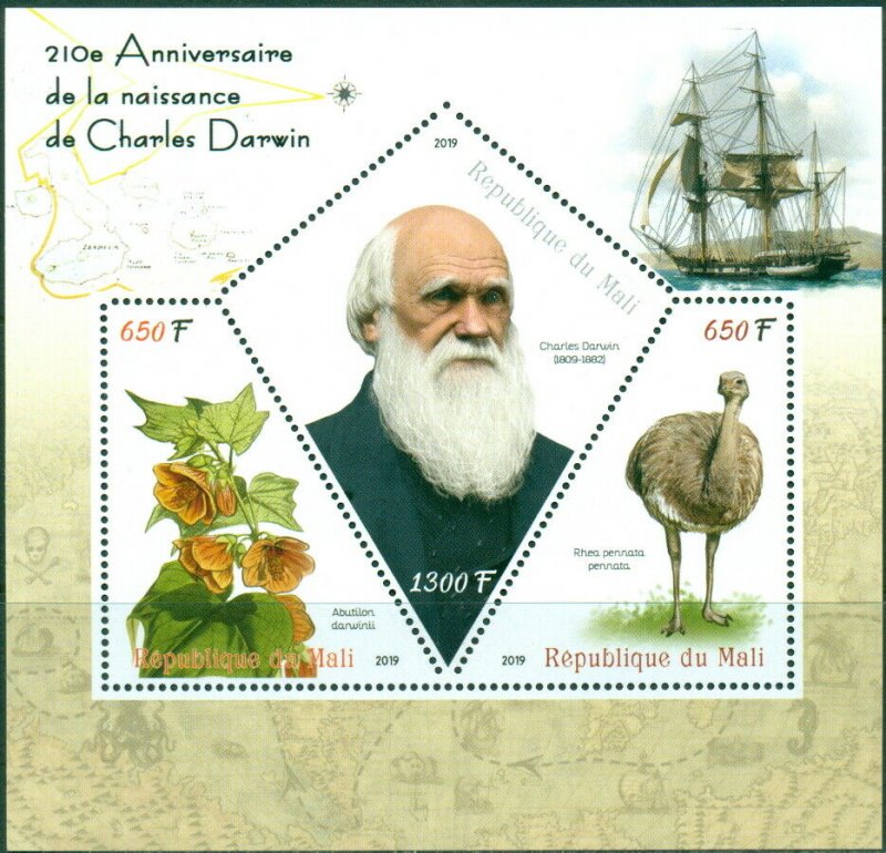 Charles Darwin 210 Anniversary Birds Flowers Ships Science Fauna MNH stamps set