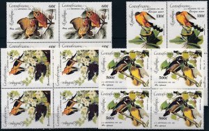Central African 1985 Birds by Audubon, Bicentenary (4v Cpt, B/4) MNH CV$48