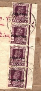 PAKISTAN KGVI LOCAL OVERPRINTS *Karachi-Kutch* Registered 1948 Part Cover MA641