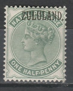 ZULULAND 1888 QV NATAL OVERPRINTED 1/2D WITH STOP