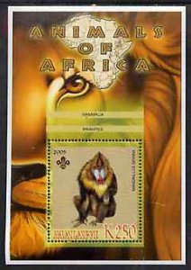 MALAWI - 2005 - African Animals, Mandrill - Perf Min Sheet -MNH-Private Issue