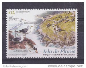 Lighthouse & Marine life sea Birds hern seagull MNH stamp Uruguay island Sc#2352