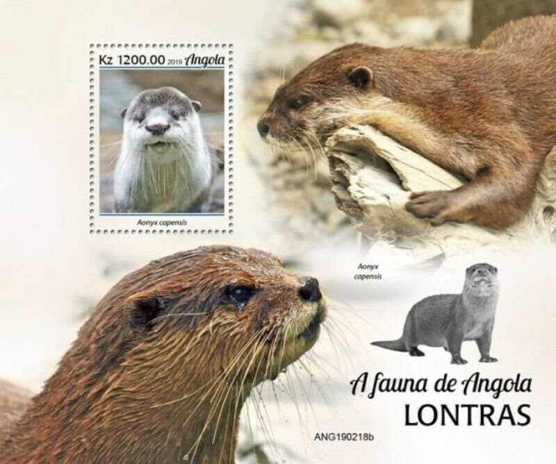 Angola - 2019 Otters on Stamps - Stamp Souvenir Sheet - ANG190218b