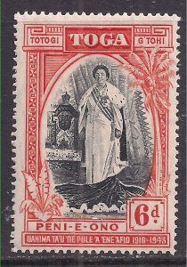 Toga Tonga 1944 KGV1 6d Black & Orange Silver Jubilee MM SG 86 ( K608 )