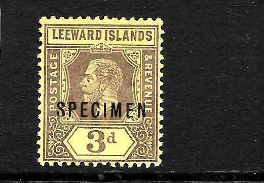 LEEWARD ISLANDS 1912-22  3d  KGV     MLH  SPECIMEN  SG 51cs