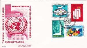 U.N.  - Geneva # 7, 9, 10 & 12,  Cacheted First Day Cover