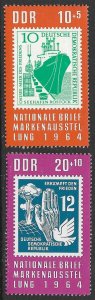 EAST GERMANY DDR 1964 National Stamp Exhibition Semi Postal Set Sc B124-B125 MNH