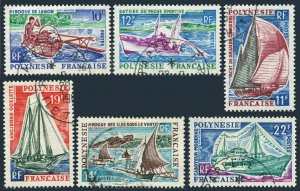 Fr Polynesia 217-222,used.Mi 56-61. Ships 1966. Outgoing canoe, Yacht, Schooner,