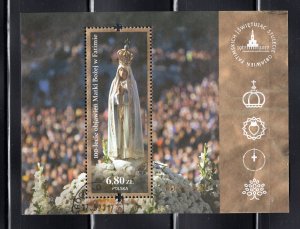 Poland 2017 6.80z Apparition of Virgin Mary Souvenir Sheet, Scott 2477 used