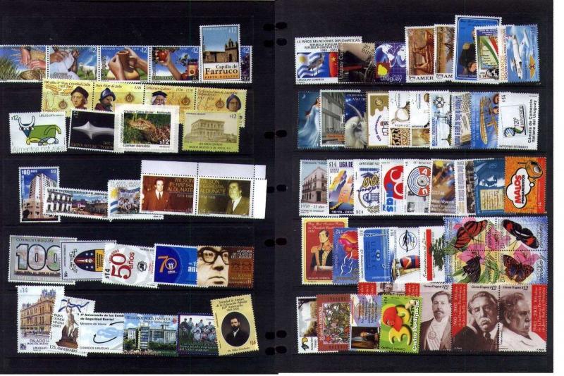 Uruguay MNH stamp collection complete year set 2001 to 2009 Catalog value $1350 