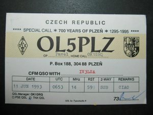 5755 Amateur QSL Card Radio Plzen Czech Republic-