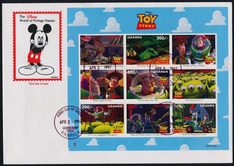 Uganda 1481 on FDC - Disney, Toy Story