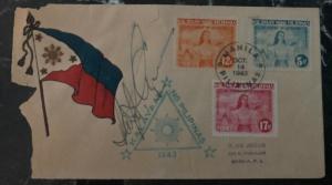 1943 Manila Philippines Japan Occupation First Day Cover Independence Signed