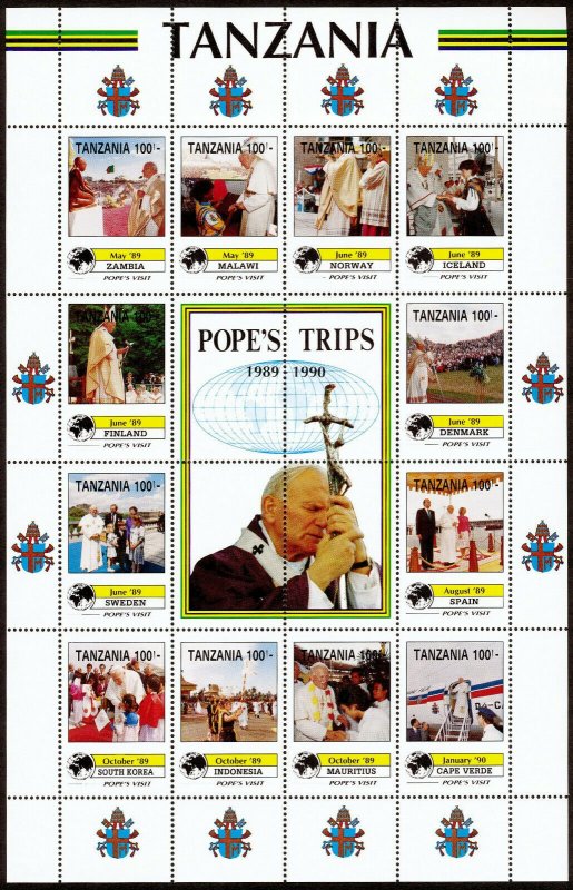 Tanzania 825-34 MNH Visits of Pope John Paul II